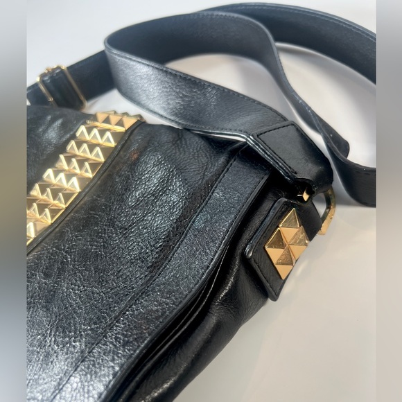 Tory Burch Black and Gold Studded Flap Crossbody - Picture 4 of 9